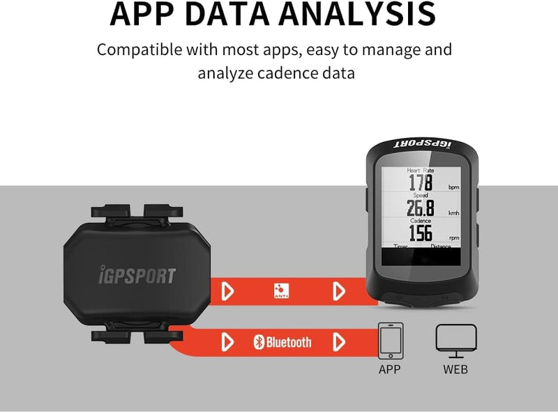 iGPSPORT Speed Sensor or Cadence Sensor for iPhone Android Bike Computer SmartWatch Compatible with ANT+ and Bluebooth